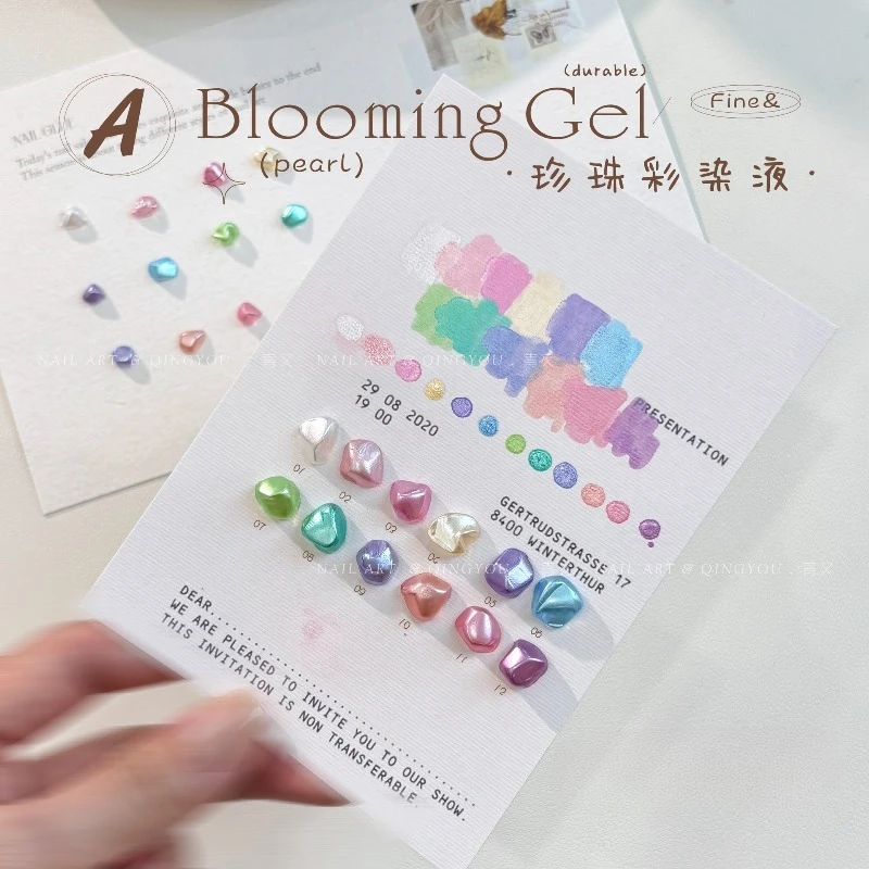 12Colors Pearl Nail Polish Watercolor Ink Blooming Gel Smudge Effect For Nail Art DIY Design Hybrid Gel Varnishes Manicure