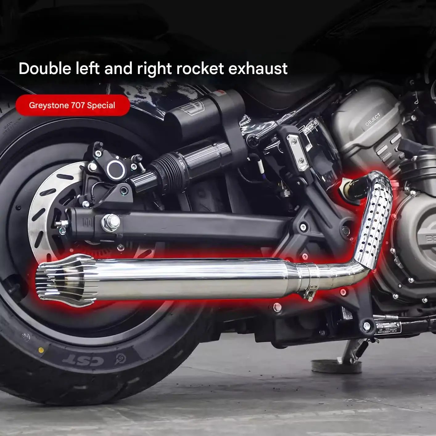 For Benda Rock 707, we offer a retro dual-exhaust rocket-style exhaust system with a full-length deep and resonant sound.