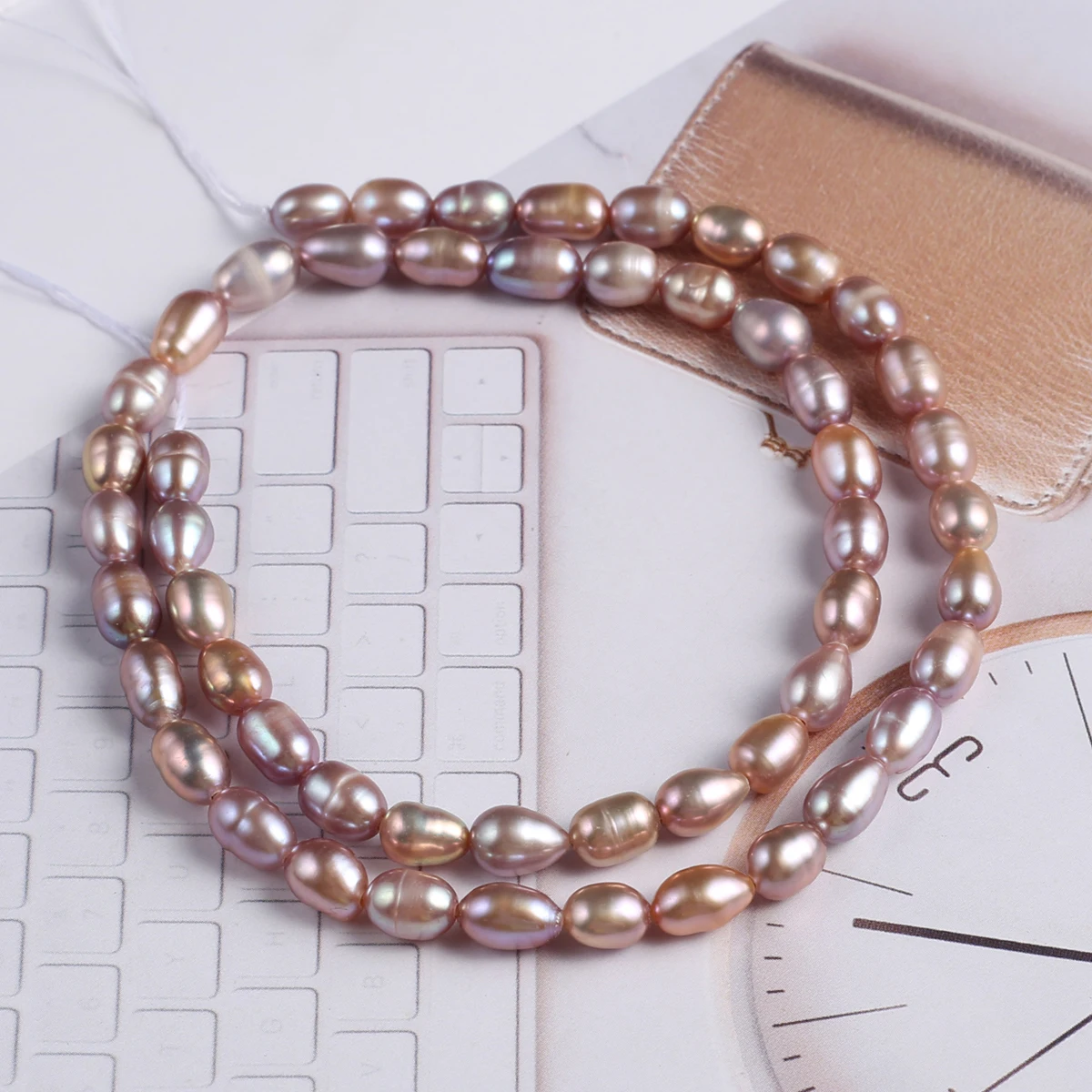 Natural Pearl Rice Shaped Beads Exquisite Shape Elegant Appearance for DIY Jewelry Making Handmade Bracelet Necklace Length 36cm