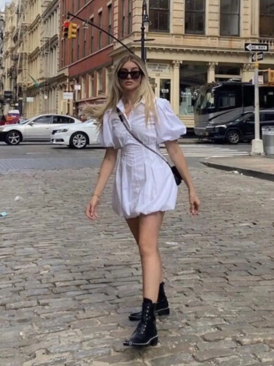 

3 цвета, женское короткое платье с отложным воротником и пышными рукавами, однобортное милое женское мини-халат