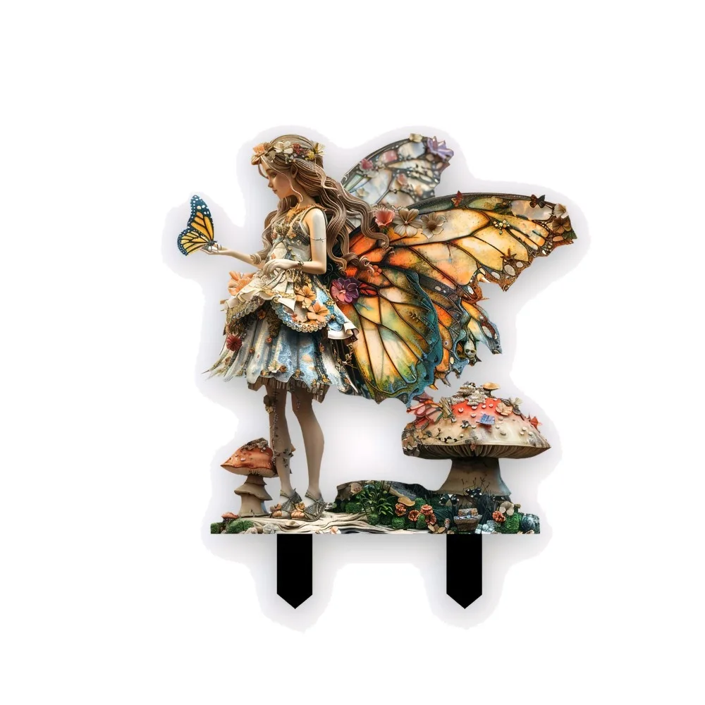 Acrylic Fairy Mini Figurine Artificial Cute Flower Fairy Statue Sculptures Multi Functional Waterproof Garden Stake Potted Plant