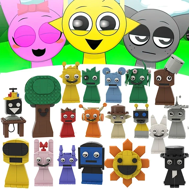 

Anime Sprunki Bricks Toy Game Incredibox Sprunki Building Blocks Dark Horror Animals Action Figures Bricks Xmas Birthday Gifts