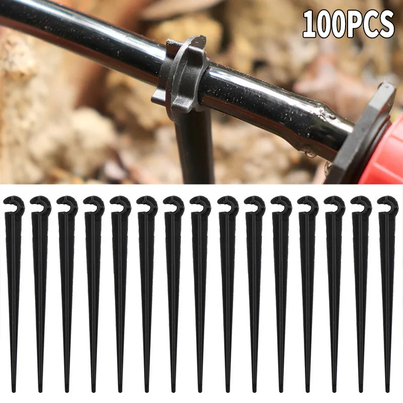 

100Pcs Irrigation Drip Support Stakes C Shape Fixed Stems Holder Bracket 4/7mm Drip Irrigation Pipe Inserting Ground accessory