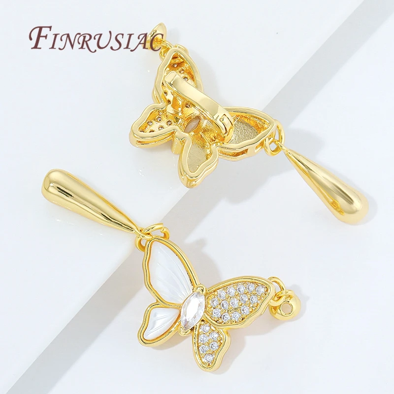 

1 Pcs 18K Gold Plated Brass with Zircon Butterfly Clasps For Jewelry Making,Clasps For Bracelet Accessories,Pearl Clasp Necklace