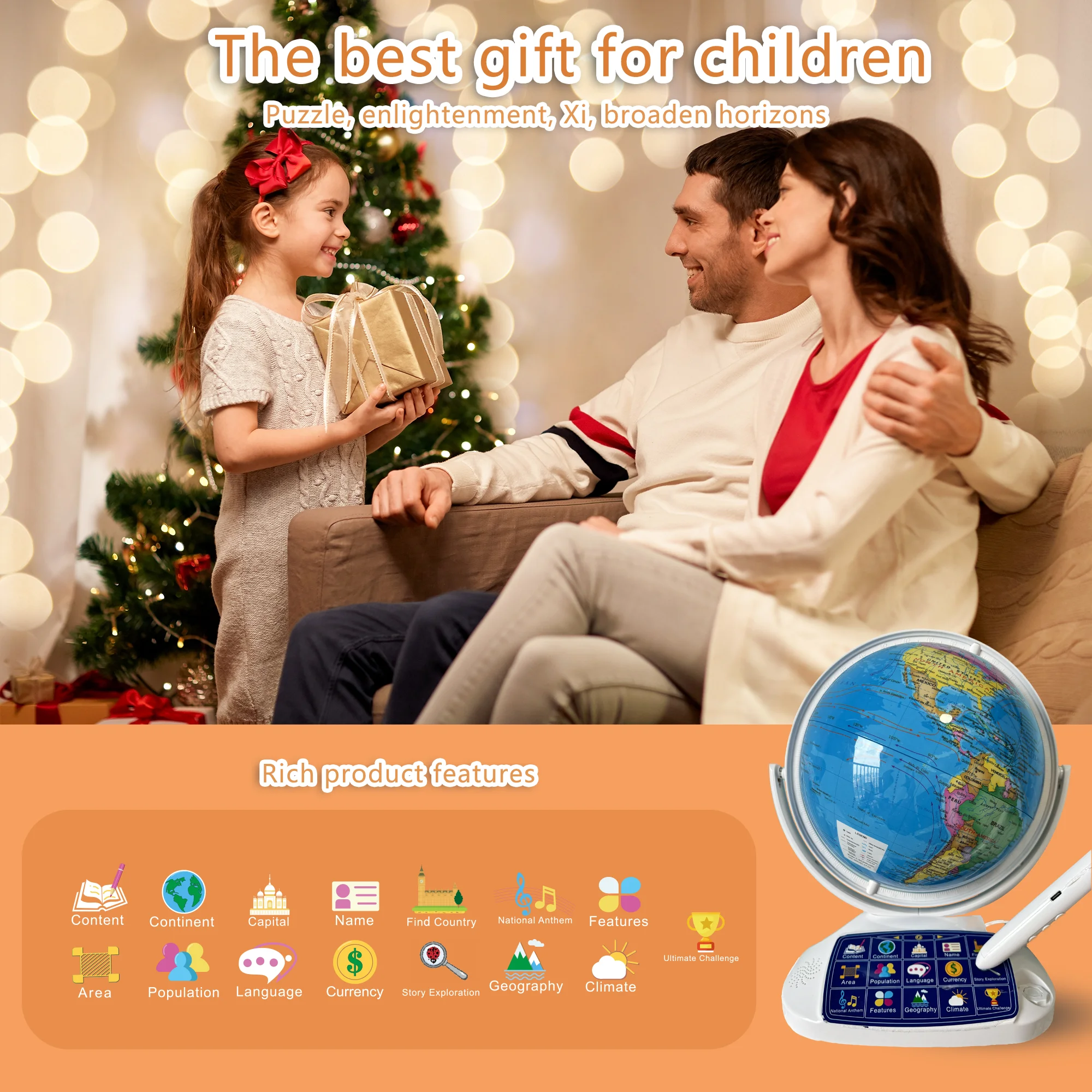 globe for kids education Talking interactive globe Early childhood learning Built-in  Constellation light globe earth