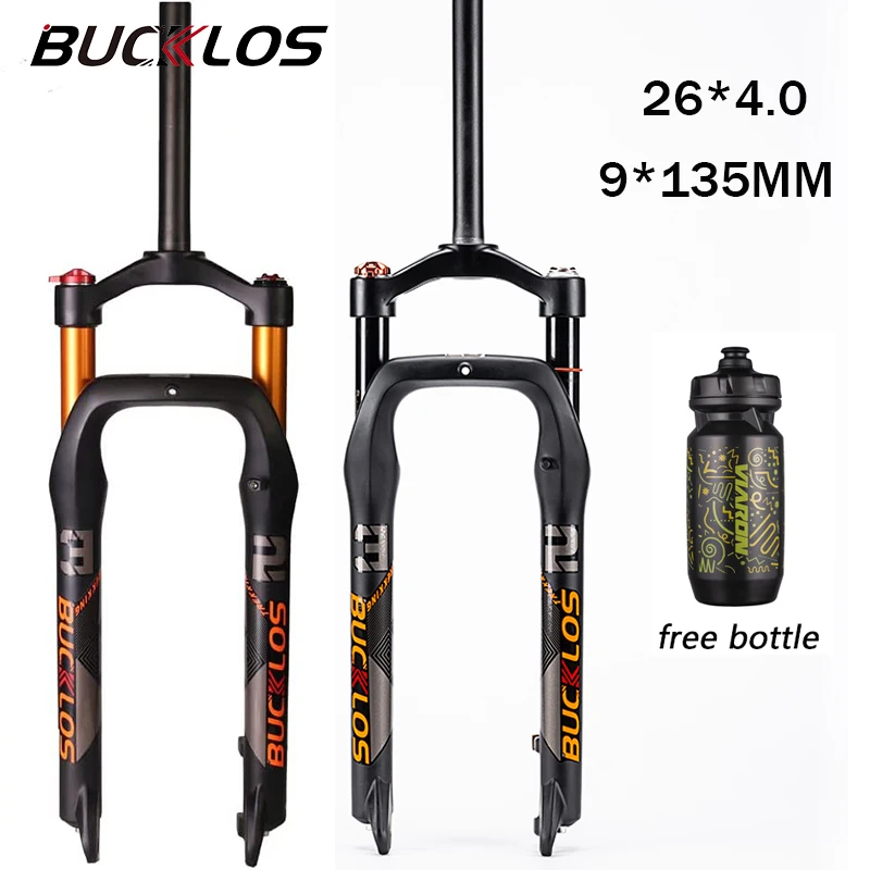 BUCKLOS Beach Snow Bicycle Fork 26*4.0 Mountain Bike Fat Fork Air Suspension E-Bike Fork for 4.0 Tire 9*135mm MTB Forks