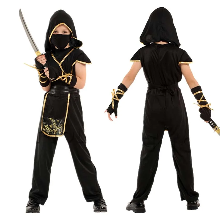 Halloween schwarz Kung Fu Kinder Ninja Kostüm für Jungen Mädchen