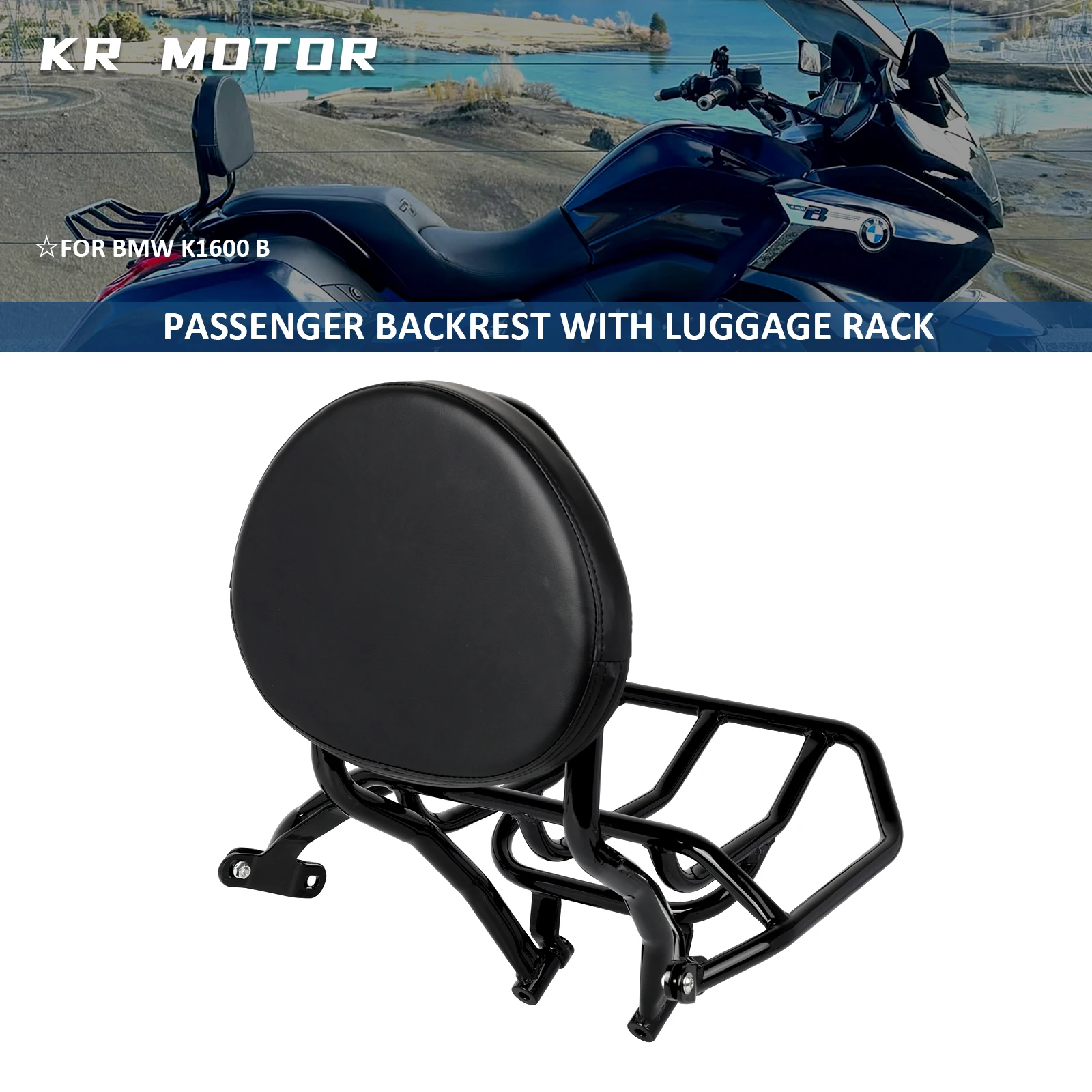 Fits For BMW K1600 B K1600 K1600B 2018-2026 Motorcycle Passenger Backrest With Luggage Rack Sissy Bar Backrest Support Shelves