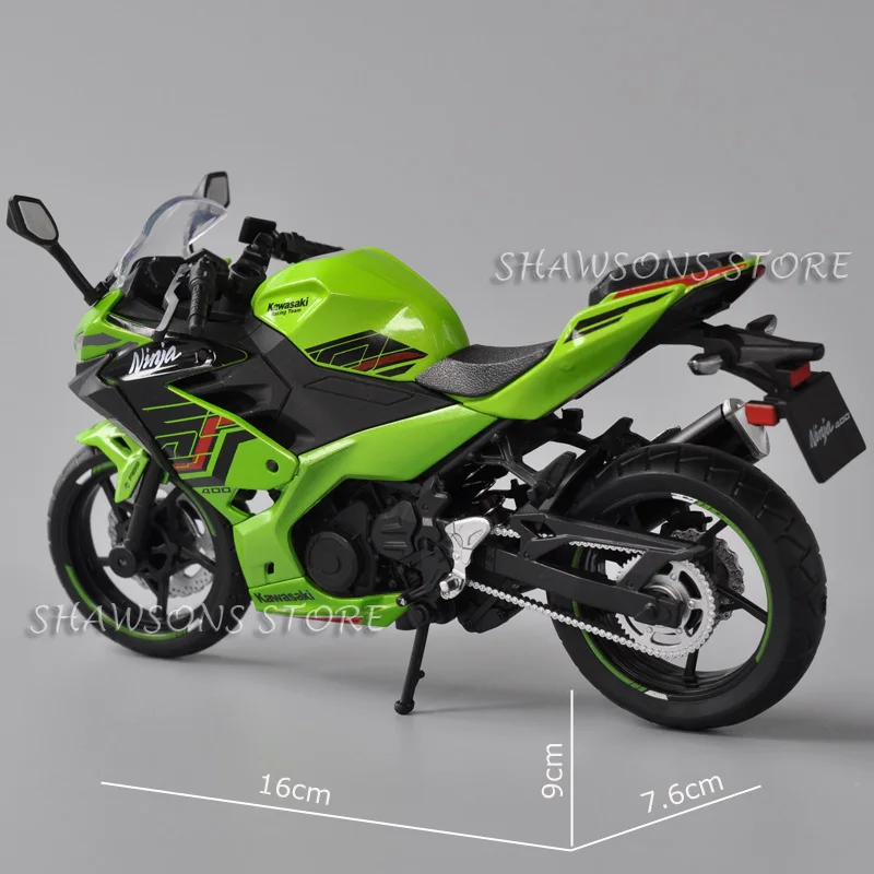 CCA 1:12 Scale Diecast Motorcycle Model Toys Kawasaki Ninja 400 Sport Bike Miniature Replica Official Licensed