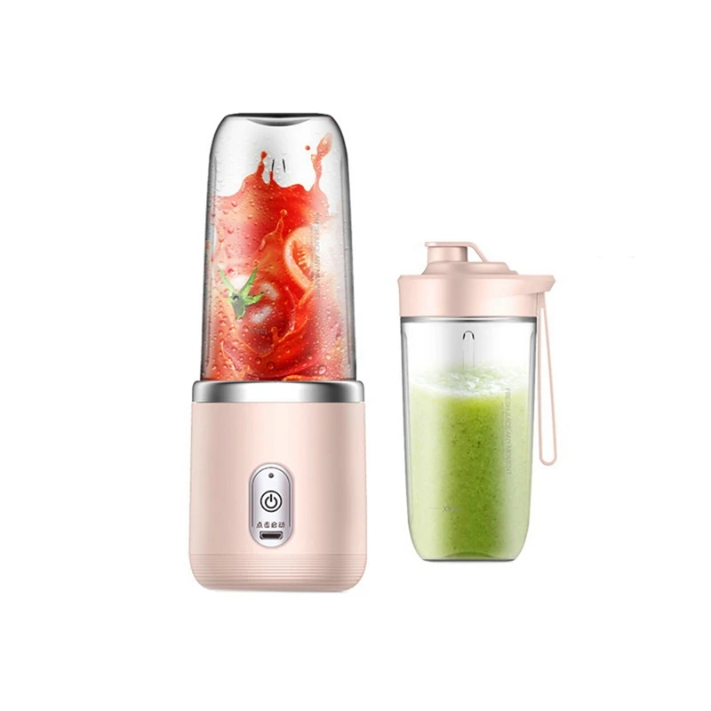 6 Messen Juicer Blender Met Juicer Beker En Deksel Draagbare Usb Oplaadbare Kleine Fruitsap Mixer Machine