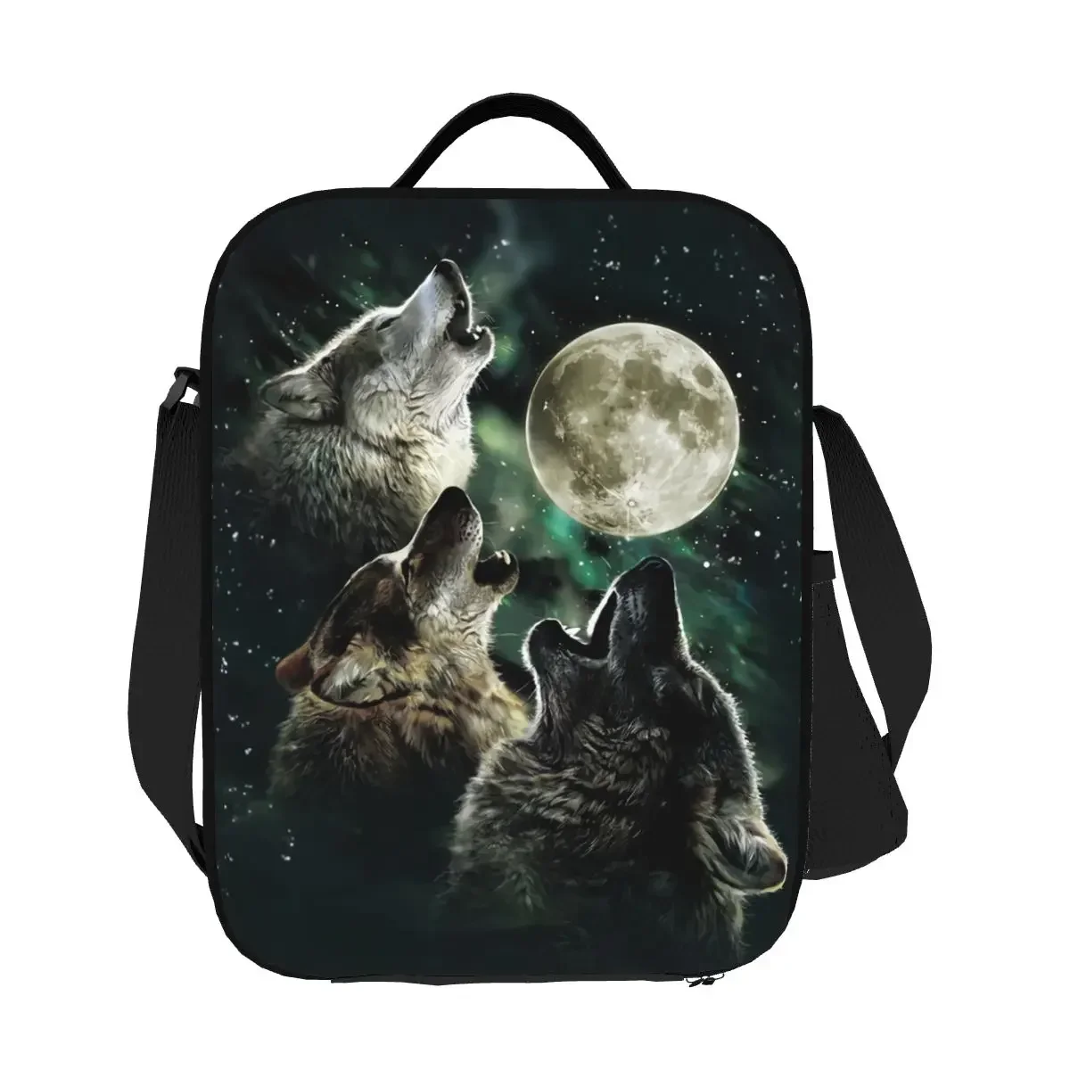 Three Wolf Moon By Antonia Neshev DecalGirl bolsas de almuerzo aisladas para niños, fiambrera térmica portátil, Enfriador de alimentos para niños, escuela