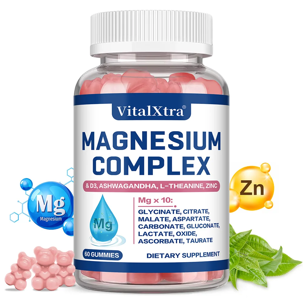 14 in 1 Magnesium Gummies with Ashwagandha, L-Theanine, D3 & Zinc – Cortisol Supplements Promote Healthy Sleep
