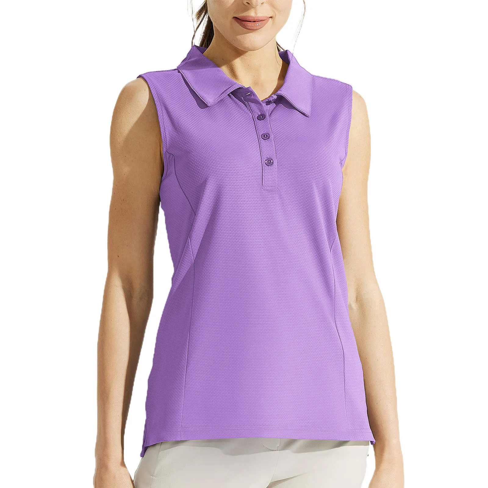 Quick-Drying Women's Golf Shirt XS-XXL - Sleeveless Button Down Collar Athletic Tank Top for Workout Tennis