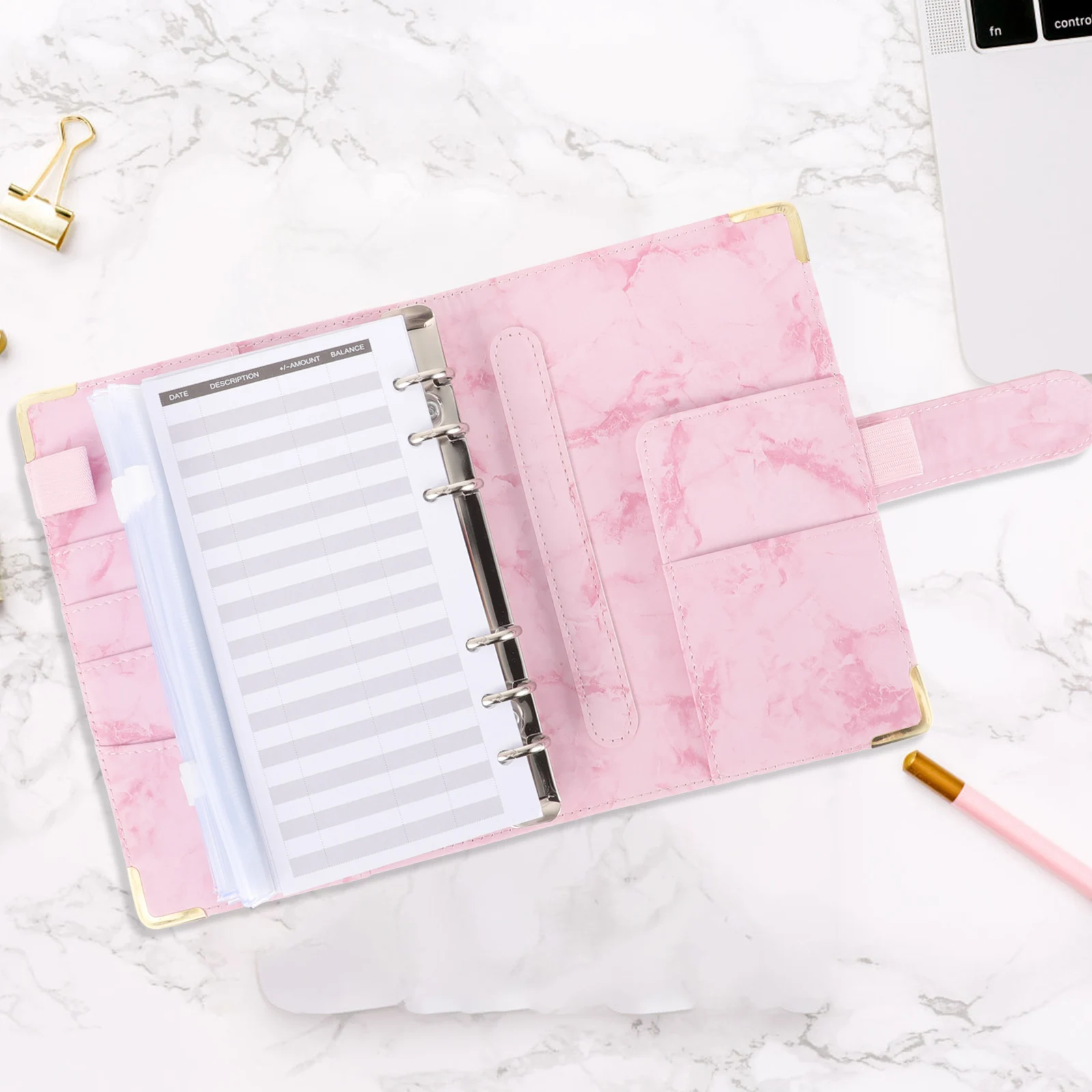 Binder Ledger Money Saving Binders for Cash Folder Budgeting Envelope Marbling Book