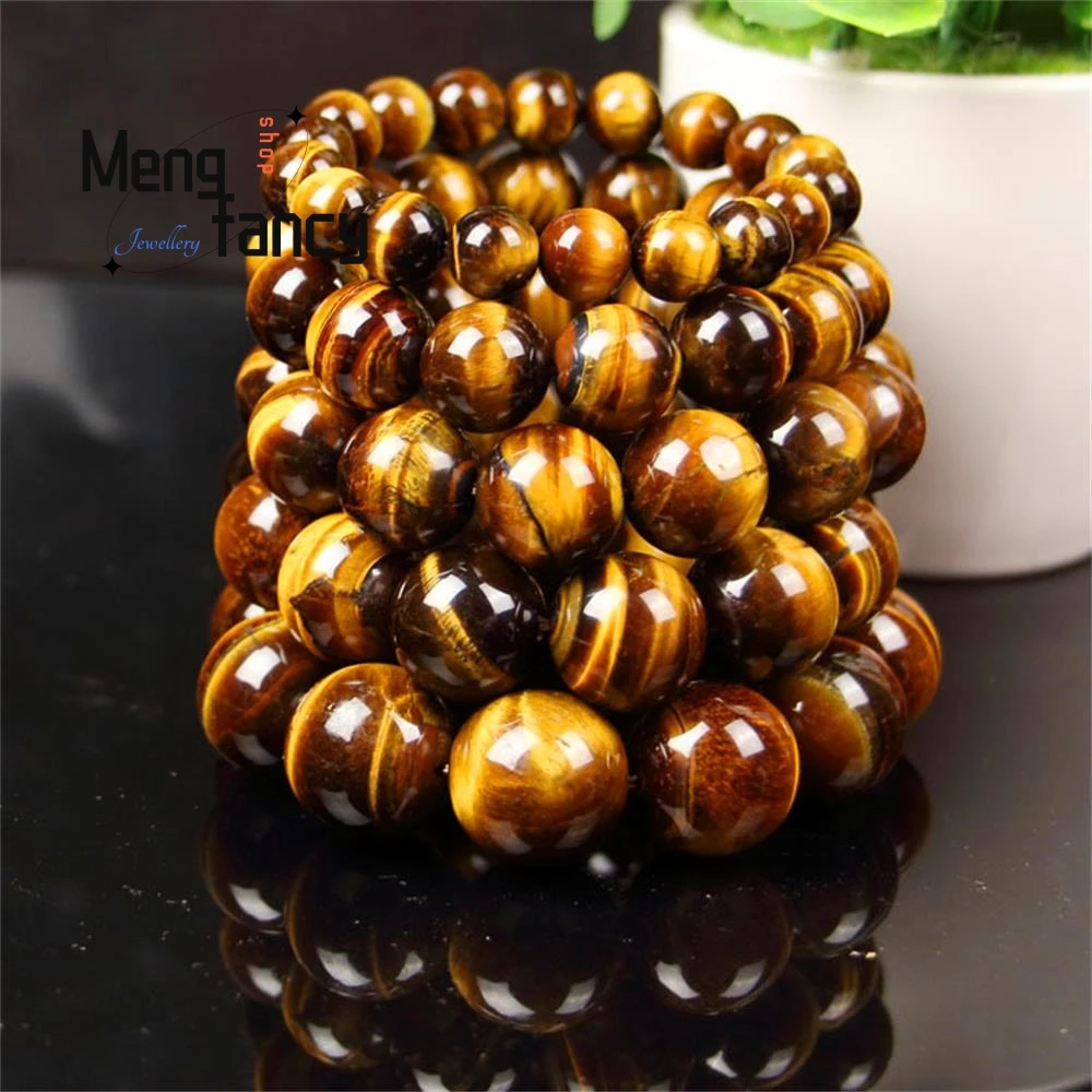 High-grade Natural Brazilian Yellow Red Tiger's Eye Stone Tricolor Wood Fossil Blue Cat's Eye Bracelet Couple Fashion Jewelry