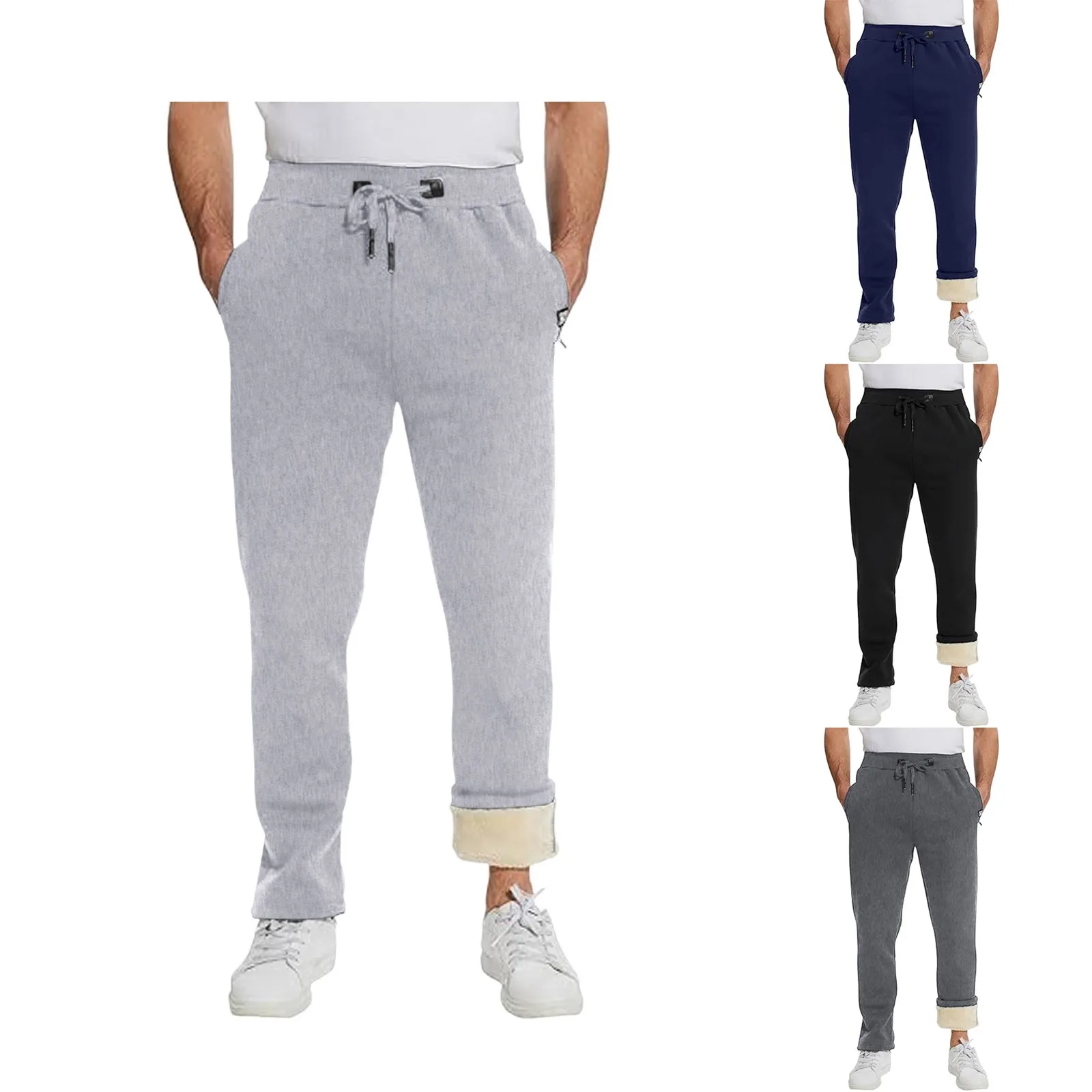 Men's Fleece Pants Lined Sweatpants Active Athletic Winter Warm Jogger Pants Women Mens Deep Pocket Pants winter warm pants