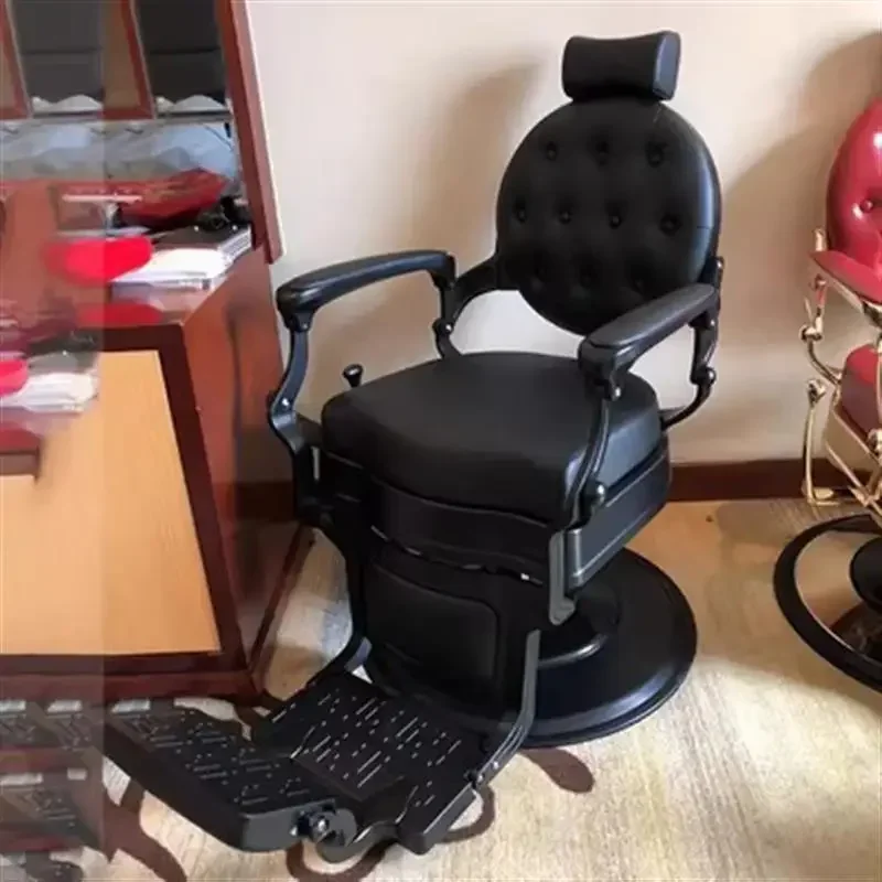 

Barber Man Hairdressing Chair Brow Salon Hydraulic Pump Red Reclining Home Office Massage Black Heavy Duty Beauty Barbing Chairs