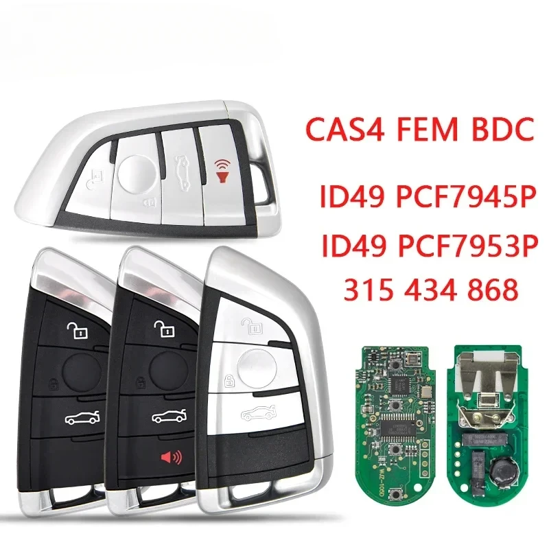 Chave do carro de controle remoto, Keyless Entry, apto para BMW F 5, 7, X5, X6, 2014, 2015, 2016, CAS4, CAS4 +, FEM 315, 434, 868Mhz, PCF7945, ID49, 7953