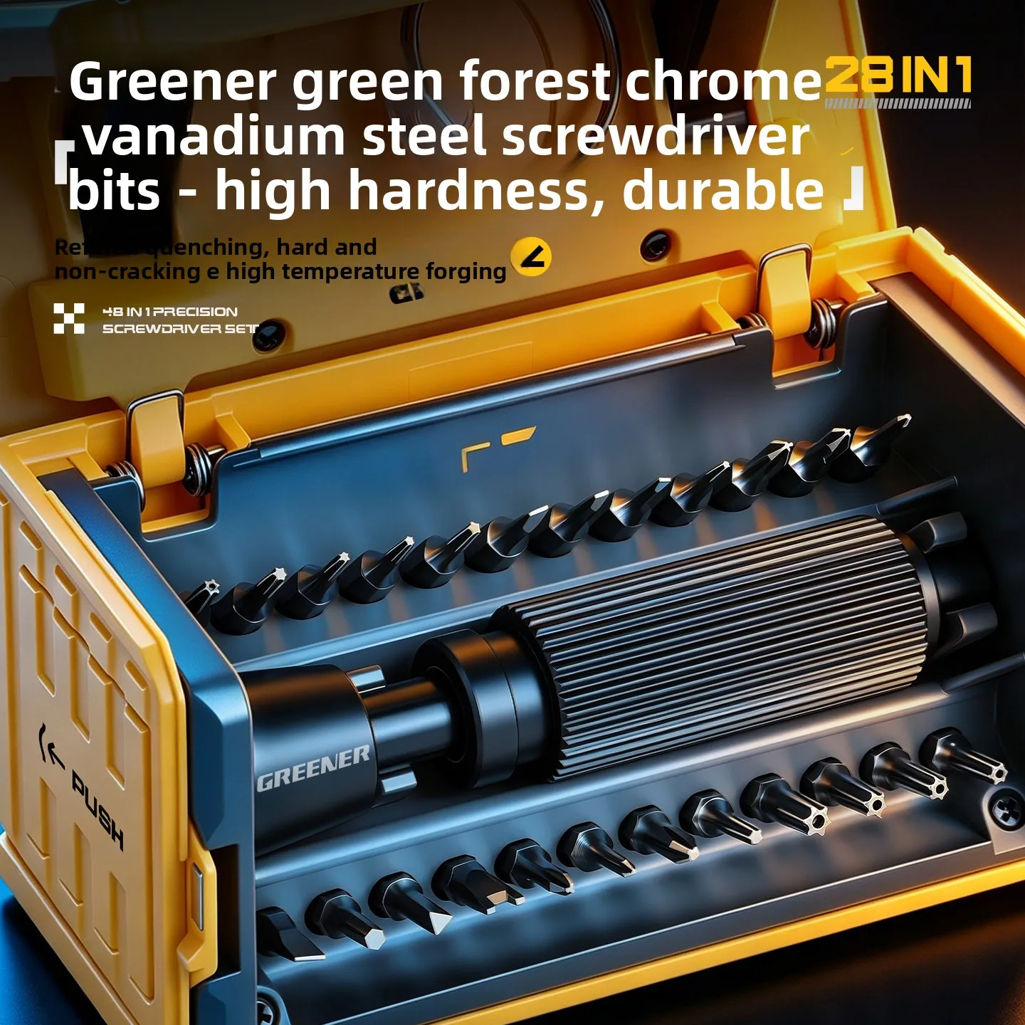 GREENER 28 IN 1 Magnetic Screwdriver Set CR-V Bits Mini Container Box Phone Laptop Electronic Repair Tool Kit