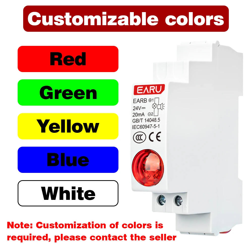 18MM Din Rail Mount LED Signal Lamp Audible and Visual Buzzers Series AC 230V DC 24V Indicating Indication Pilot Lights Red