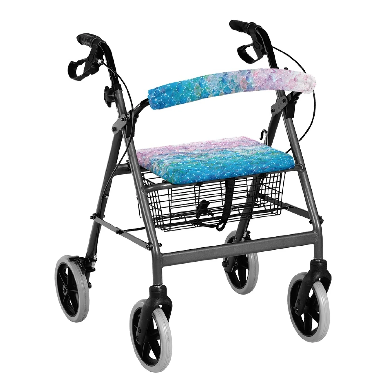 Coloranimal Mermaid Fish Scale 2PCS Rollator Walker Seat and Back for Women Friends Rollator Seat Cover New Design