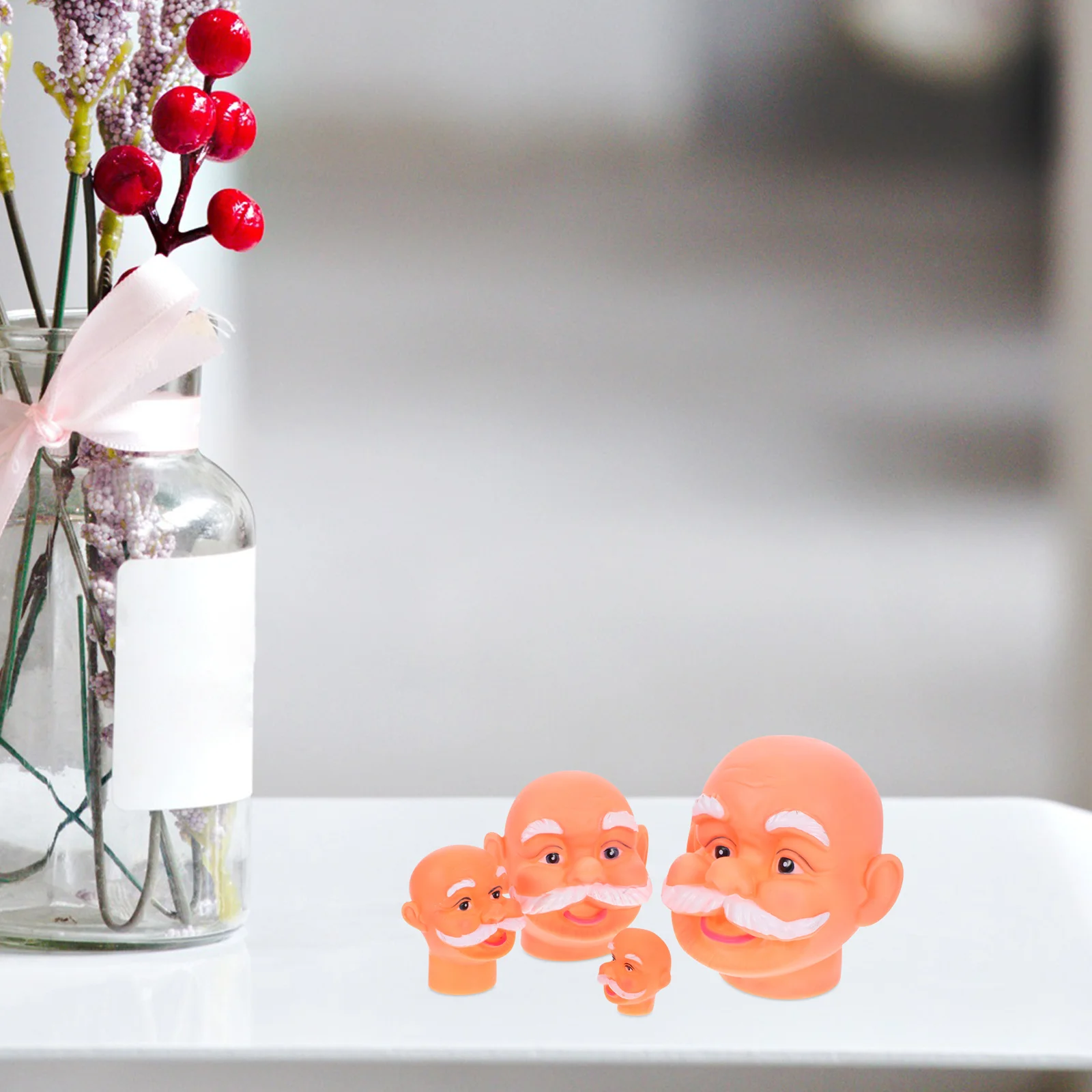 

4Pcs 3D Santa Claus Head DIY Vinyl Craft Kit Realistic Holiday Decor for Office School Event Party Photo Booth Accessory