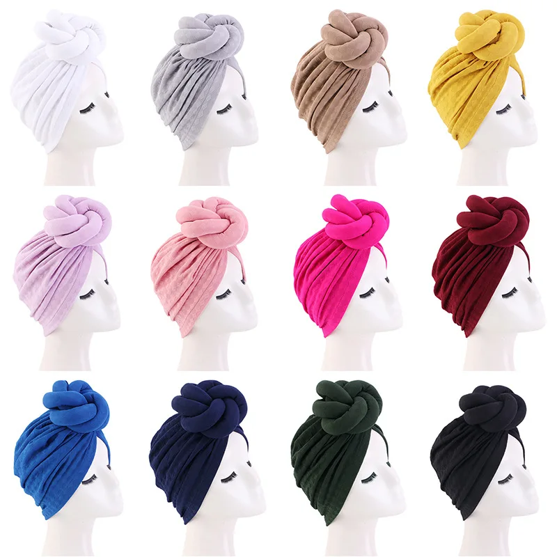 

New Flower Turban Pre-Made Knotted Head Wrap Headscarf Women Chemo Cap African Hat Muslim Hijab Beanies Bonnet Turbante Mujer