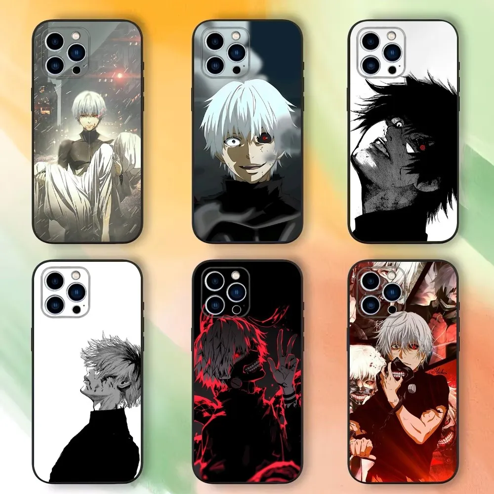 Anime Kens K-Kaneki M-Manga Phone Case For iPhone 16,15,14,13,12,11 Plus,Pro Max,XS,X,XR,SE,Mini,8,7，Soft Silicone Black Cover