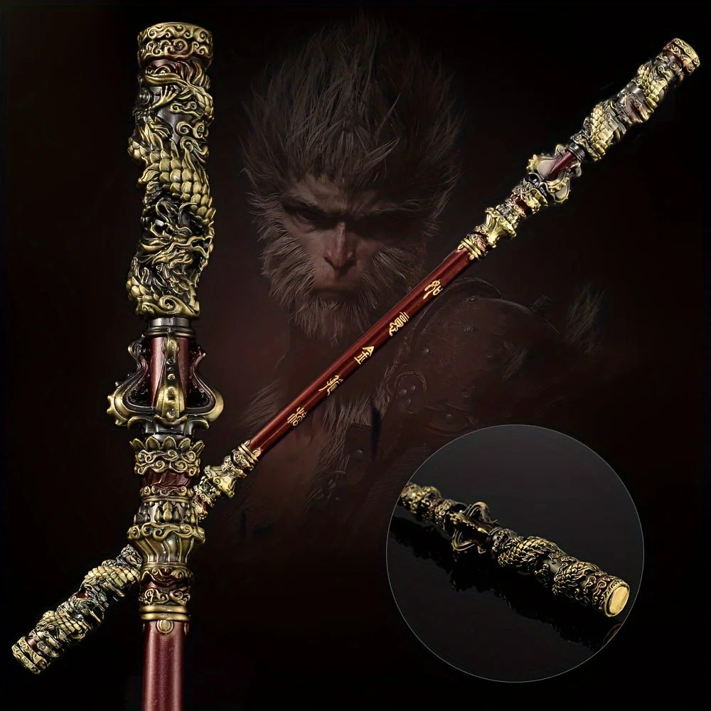 Goku's Golden Hoop Stick & Base - Alloy Collectible Toy Models  Black Mythology Game Merch Artisan Home DecorDurable Material