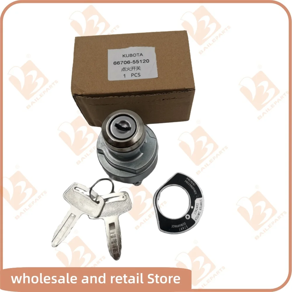 66706-55120 Lgnition Key Switch For Kubota Engine D600 D850 D950 D905 D1005 D1105 V1305 V1505 6670655120 Lgnition Switch 2 Keys