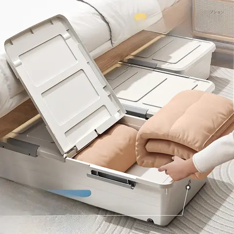 플랫 정리 상자 일본 수입 무인 슬라이딩 뮤지컬 플랫 밑걸이 빠른 휠 트랙 정리 상자 정리함 정리 상자