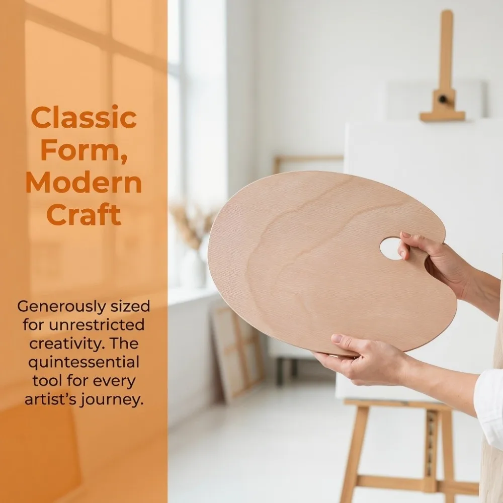 Sealed Wood Surface Wooden Paint Palette Smooth Mixing Plane Large Capacity Sealed Wood Color Tray Solid Wood Material