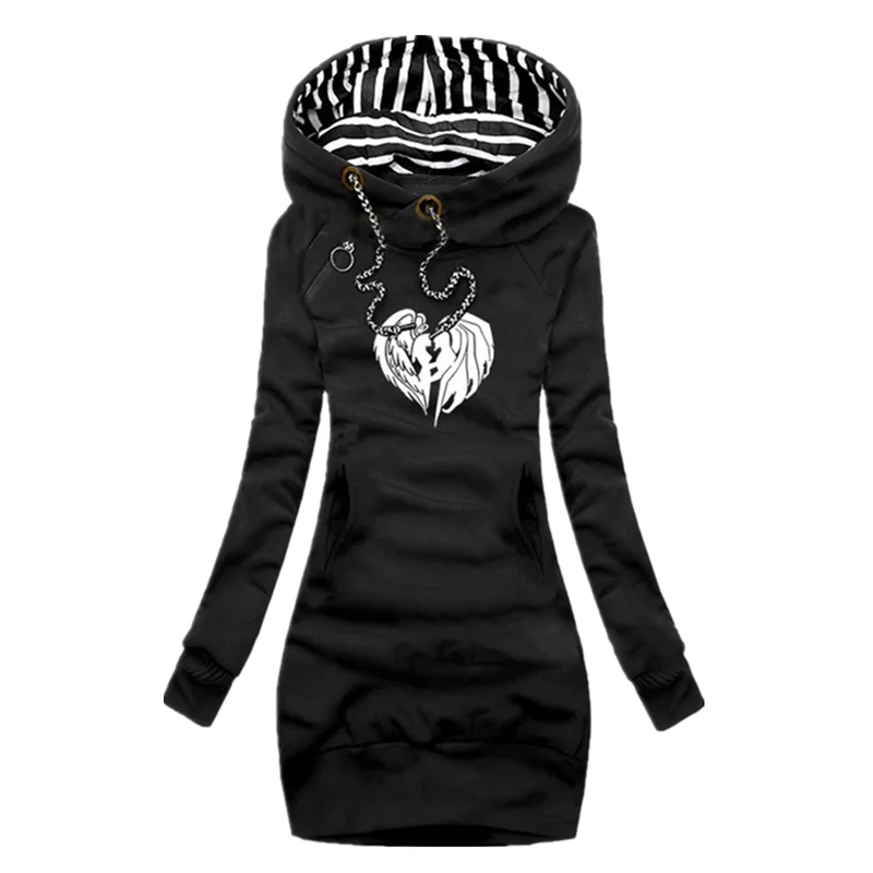 Bikinis Secret Spring and Autumn Sexy Slim Pullover Dress Women Fashion Long Sleeve Hoodie Casual Printed Stripe Hooded Dresses