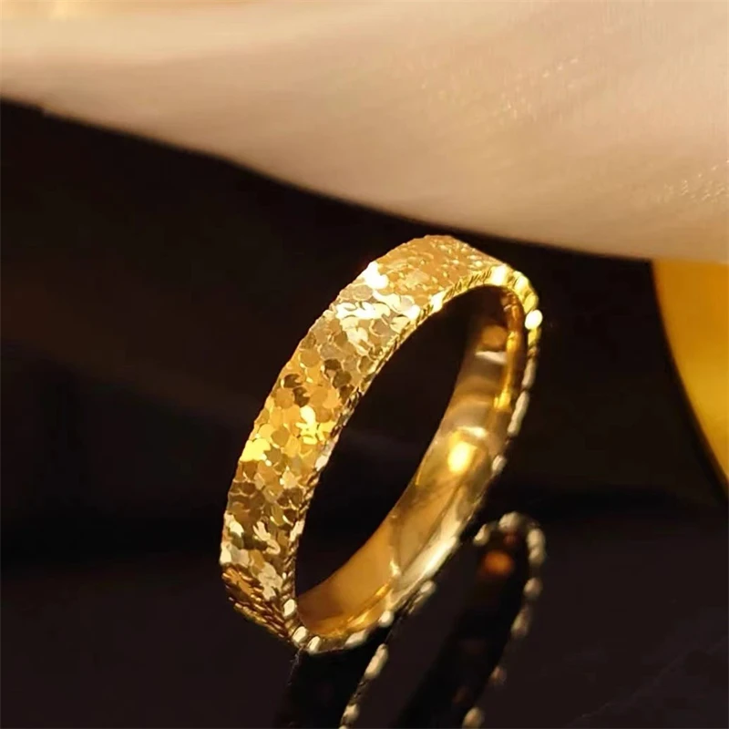 Anillos De Compromiso chapados en oro de 18k para parejas, joyería brillante AU750, oro amarillo, no desmontable