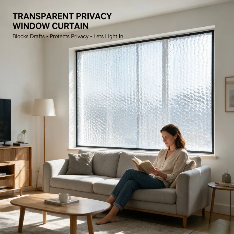 Cortina de Sellado Transparente para Ventanas de Invierno, Autoadhesiva, a Prueba de Viento y Frío, Cubierta Térmica Antiviento