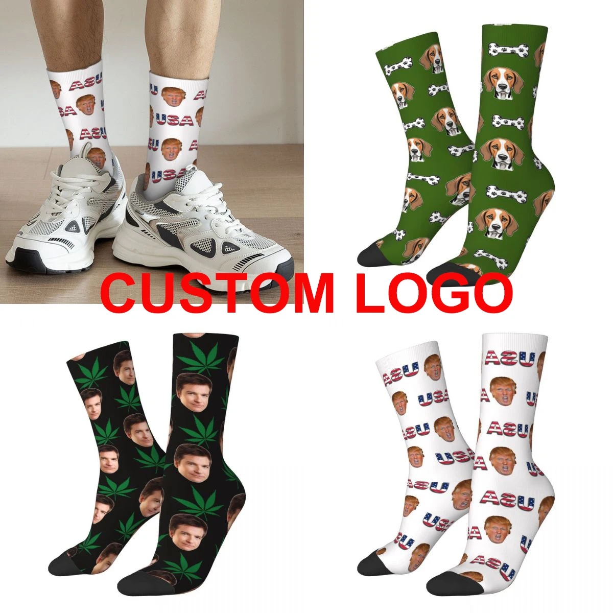 Custom Men's Socks Photo Personalized Face And Another Elements  Stockings Autumn Modern Medium Soft Socks