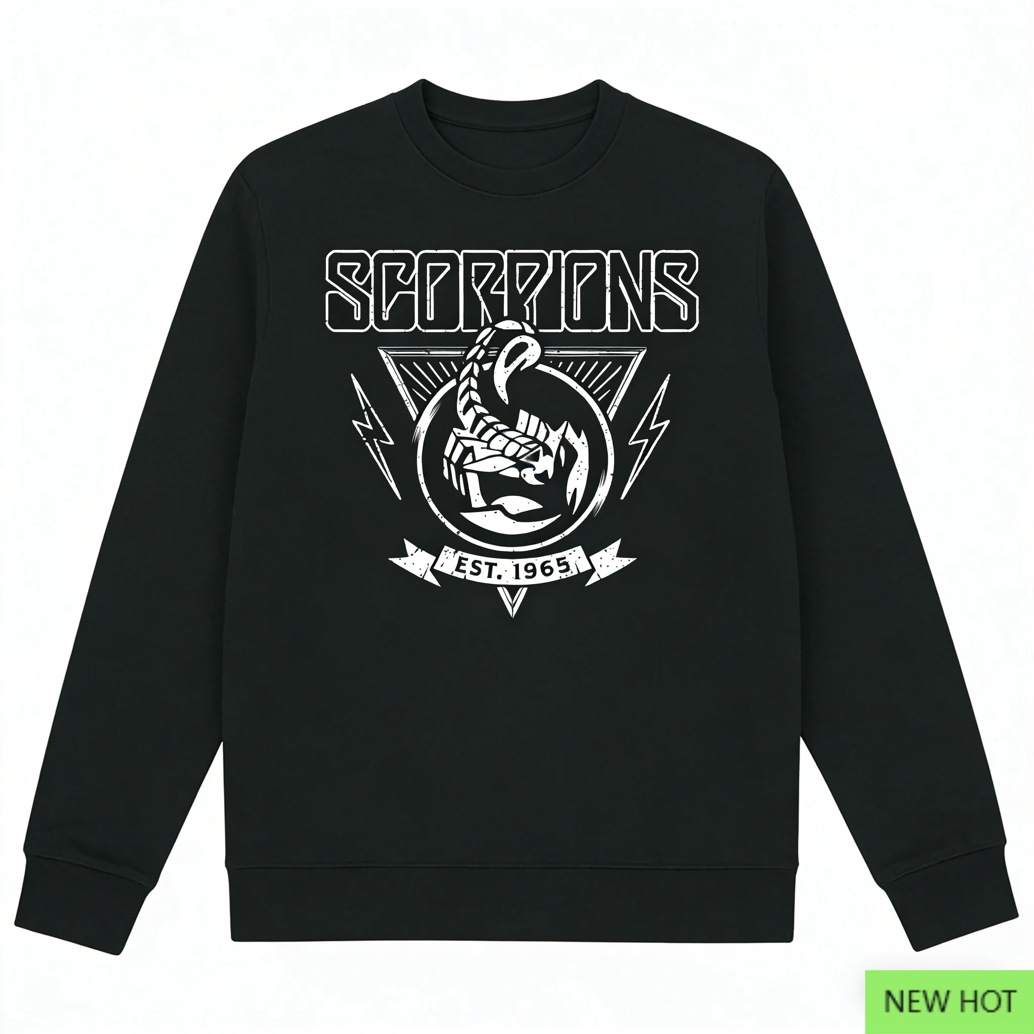 Koszulka Scorpions EST 1965 Crewneck, Hard Rock Top, idealna dla fanów niemieckiego hard rocku i miłośników klasycznej retro atmosfery