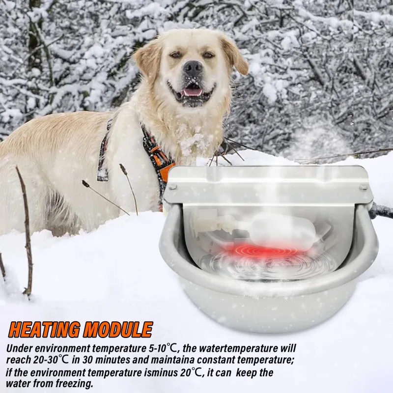 4L Automatic Heated Cattle Drinking Water Bowl Floating Ball Type Rodent Drinker Ho-rse Sheep D-og Dispenser Feeding Eqipments