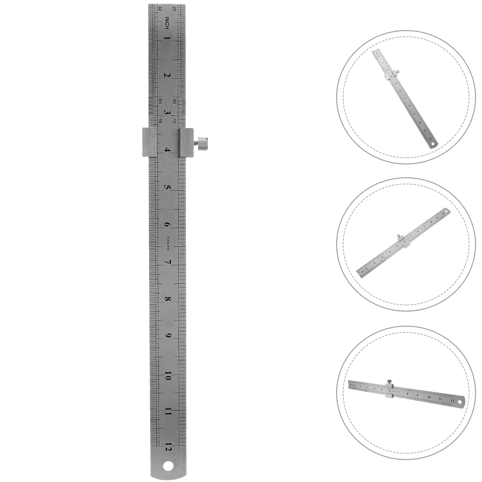 Règle en acier bloc de positionnement règles polyvalentes en métal inoxydable pour les ingénieurs de dessin de bureau règle avec coupe