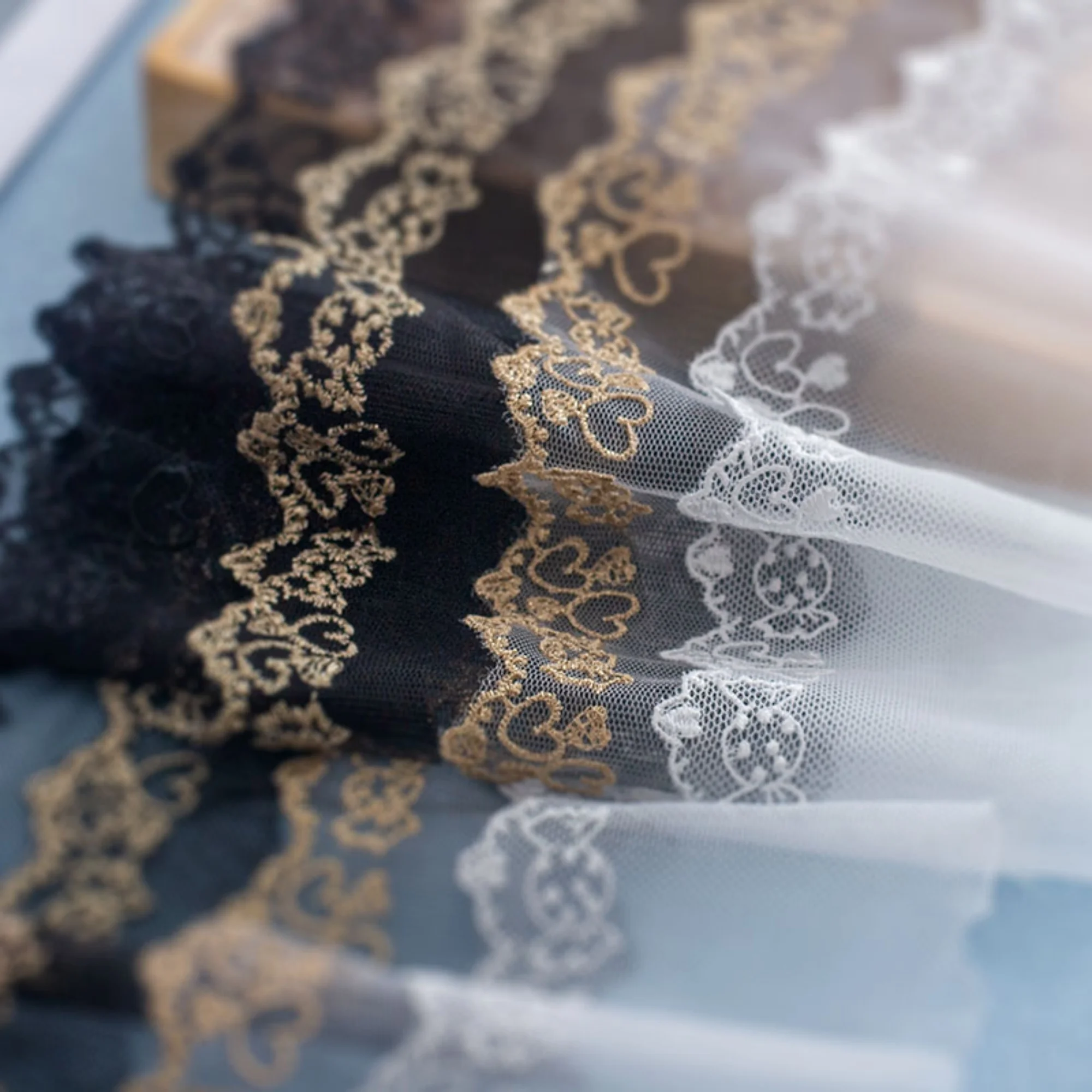 

1 Yard black/ivory wedding lace trim,candy embroidered lace,lace for DIY dress,7CM