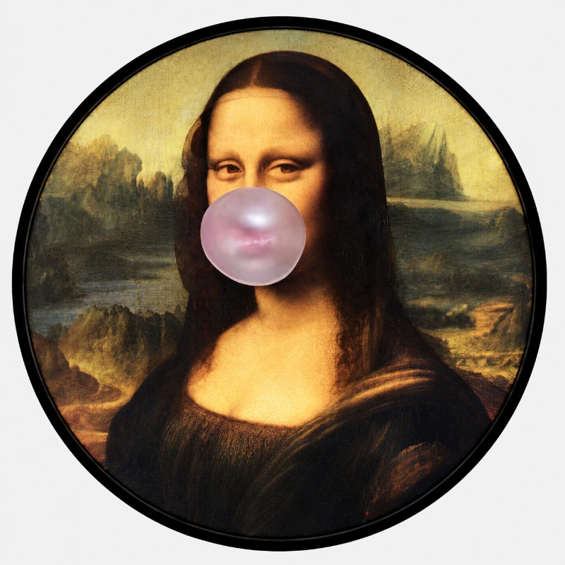20x20cm Whimsical Modified Vintage Painting Round Stickers, Funny Art Decals for Bathroom Living Room DIY Wall Decor