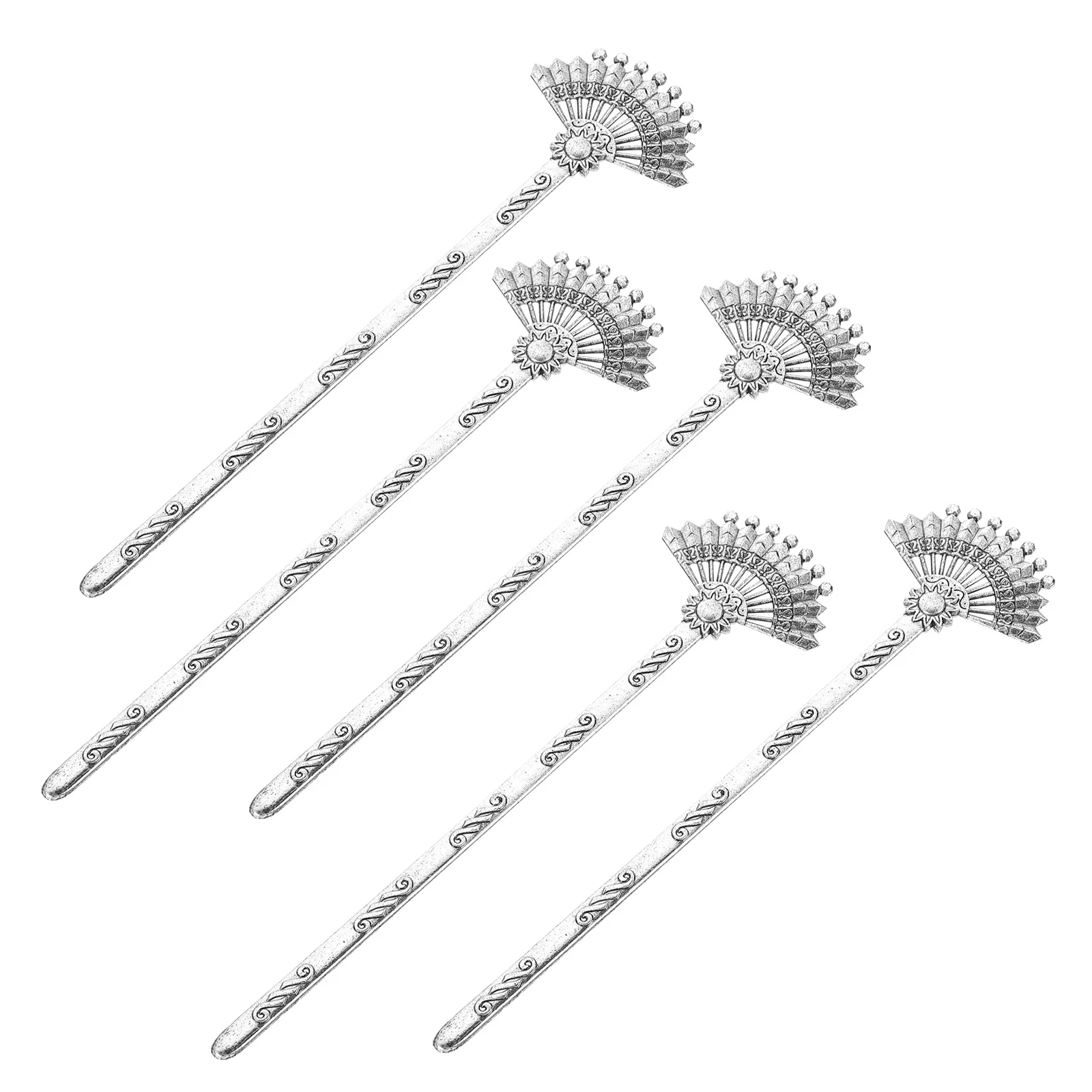 

5Pcs Vintage Hair Fork Set Hair Stick for Premium Alloy Fan Shape Retro Hairpin Ceremony Party Headdress
