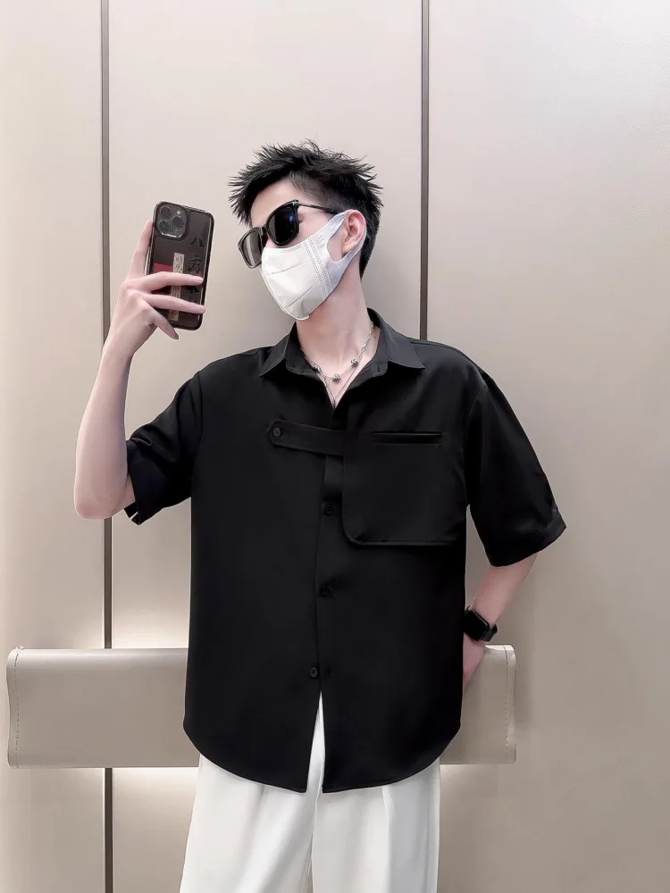 

Мужская летняя повседневная рубашка свободного кроя с коротким рукавом, универсальная, однотонная, дышащая, в стиле авиационной моды