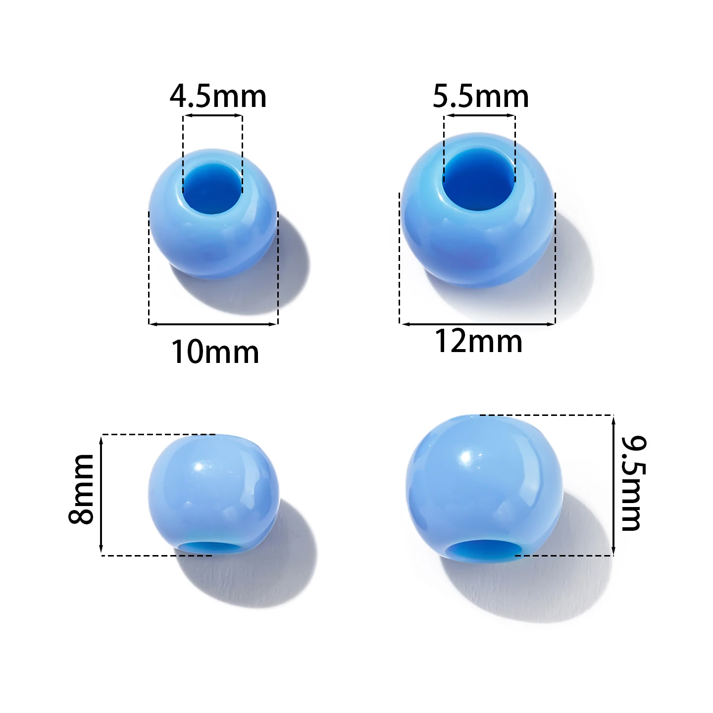 50/100pcs 10/12mm Colored Acrylic Large Hole Beads Spacer Beads for DIY Earrings Phone Chains Necklaces Jewelry Making Supplies
