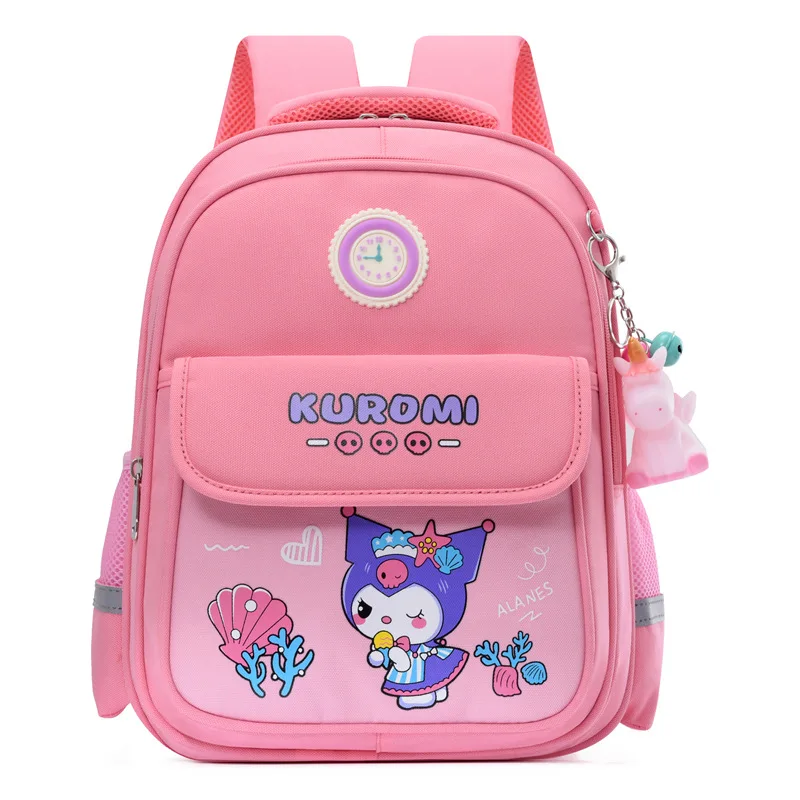 Sanrio Kuromi Cartoon-Studenten-Schultasche, rosa, große Kapazität, einfache Aufbewahrung, Anime-Mädchen, niedlicher, leichter Ridge-Rucksack für Mädchen