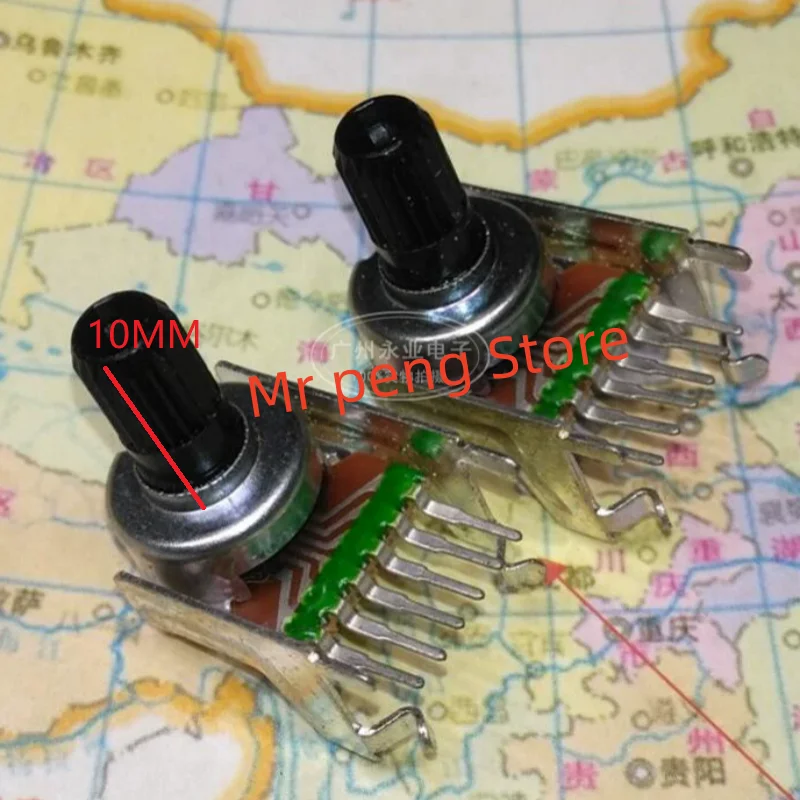 2pcs SW R121 dual horizontal Potentiometer B50K single row 6-pin 10MM handle Volume rotation adjustable B503