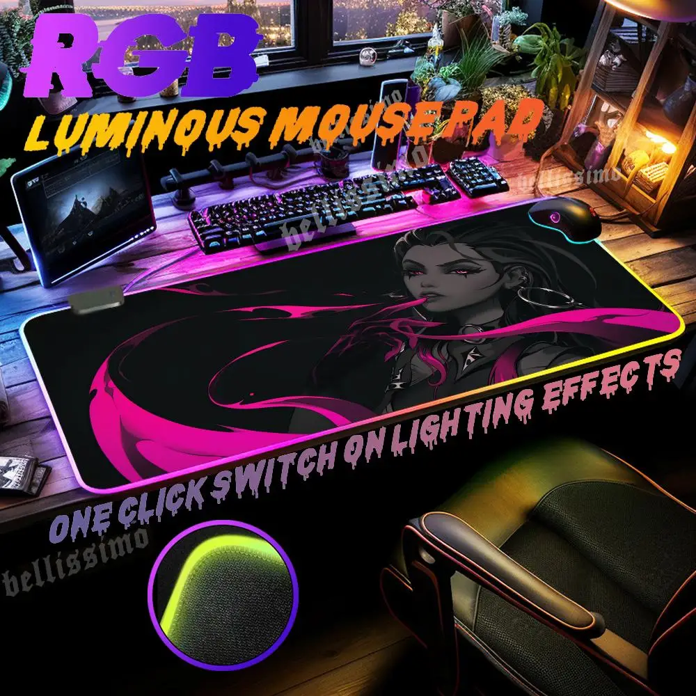V_valorant escritorio Mouse Pad RGB Gaming Mouse Pad Mousepad Large Cool mouse pad gamer Mause Pad Keyboard Desk Game Rubber No-
