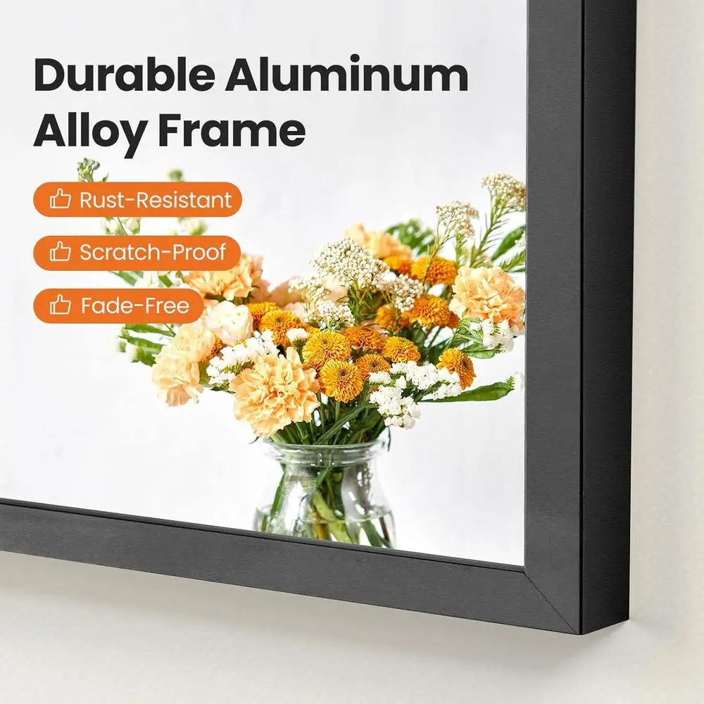 Large 26x38 Inch Arched Black Wall Mirror with Metal Frame for Bathroom, Vanity, Bedroom, Entryway, and Living Room