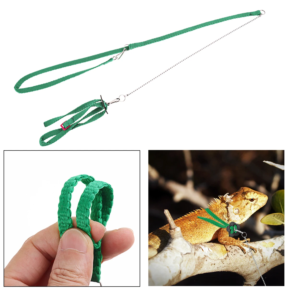 

1.2m Adjustable Reptile Lizard Harness Leash Durable Nylon Metal Clasp Portable Outdoor Walk Reptile Harness Lizard Leash