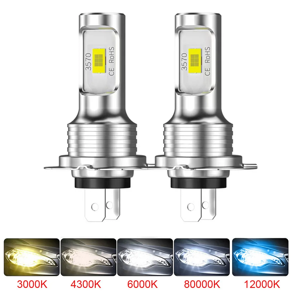 2Pcs H7 LED Headlight Bulb Mini H4 H1 H3 Wireless 80W 20000LM 6500K 4300K CSP Car Headlamp Auto Diode Lamp 12V 24V Automobile